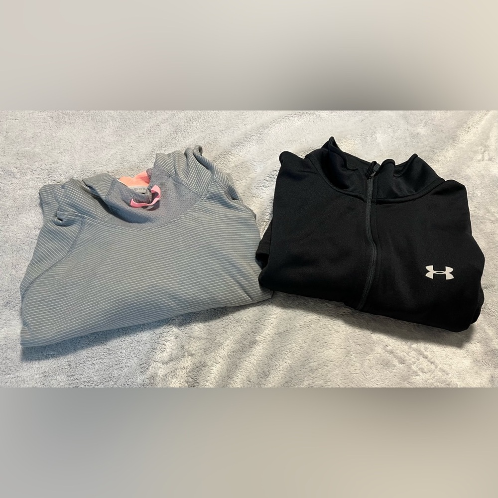 2 women’s Under Armour long sleeve shirts - heat gear.